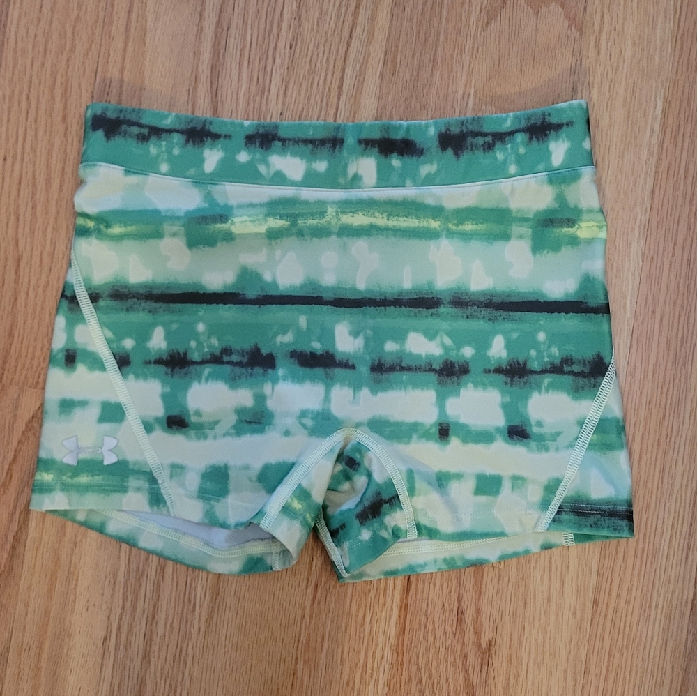 Under Armour Women's Green and White Athletic Shorts